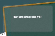 海口网络营销公司哪个好 