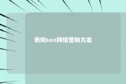 衡阳seo网络营销方案 