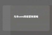 乌市sem网络营销策略 