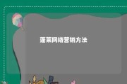 蓬莱网络营销方法 