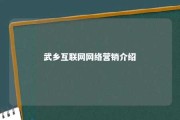 武乡互联网网络营销介绍 