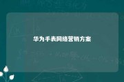 华为手表网络营销方案 