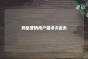 网络营销用户需求调查表 