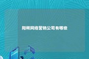 阳朔网络营销公司有哪些 