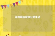 孟州网络营销公司电话 