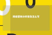 网络营销分析报告怎么写 