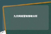 九价网络营销策略分析 