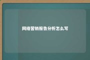 网络营销报告分析怎么写 