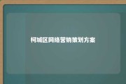 柯城区网络营销策划方案 