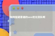 如何组建靠谱的seo优化团队呢 