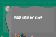 网络营销网络推广的技巧 