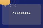 广东怎样做网络营销 