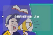 白云网络营销推广方法 