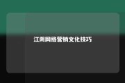 江阴网络营销文化技巧 