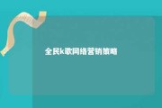 全民k歌网络营销策略 