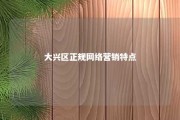 大兴区正规网络营销特点 