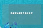 网络营销调查方案怎么写 