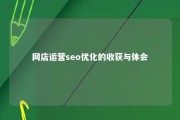 网店运营seo优化的收获与体会 