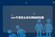 seo干货怎么优化网站的标题 