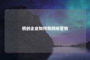 初创企业如何做网络营销 