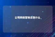 公司网络营销该做什么 