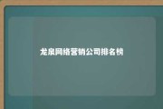 龙泉网络营销公司排名榜 