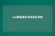 seo排名优化方式怎么写的 