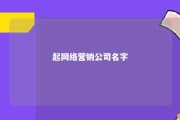 起网络营销公司名字 