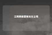 江阴网络营销文化公司 