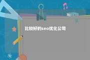 比较好的seo优化公司 