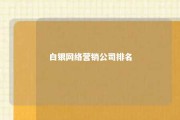 白银网络营销公司排名 