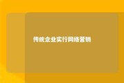 传统企业实行网络营销 