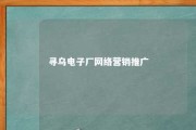 寻乌电子厂网络营销推广 