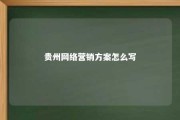 贵州网络营销方案怎么写 