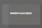 网络营销与企业价值匹配 