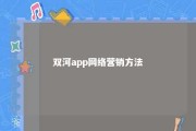 双河app网络营销方法 