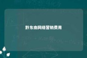 黔东南网络营销费用 