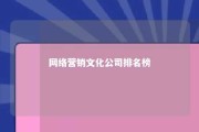 网络营销文化公司排名榜 