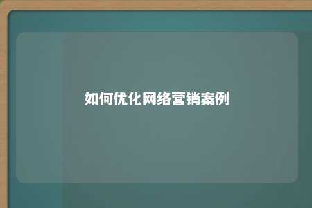 如何优化网络营销案例