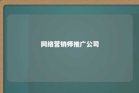 网络营销师推广公司