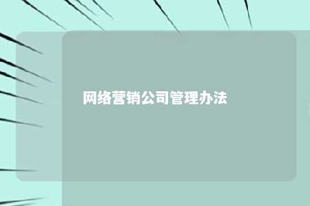 网络营销公司管理办法