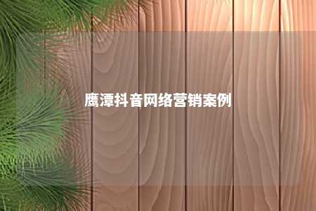 鹰潭抖音网络营销案例