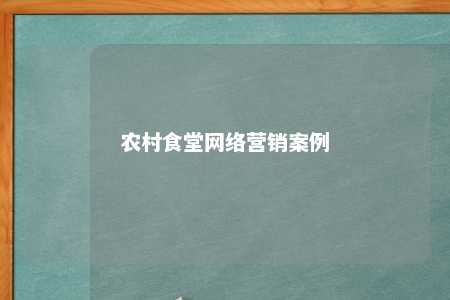 农村食堂网络营销案例