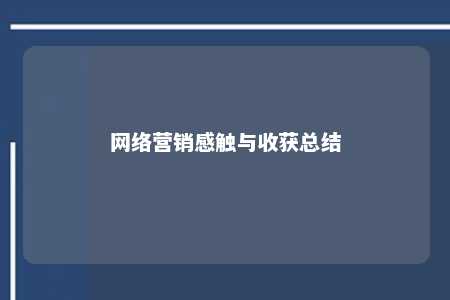 网络营销感触与收获总结