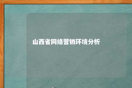 山西省网络营销环境分析