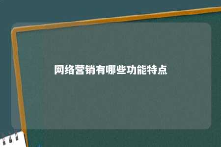 网络营销有哪些功能特点