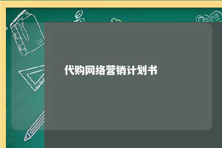 代购网络营销计划书