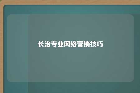 长治专业网络营销技巧