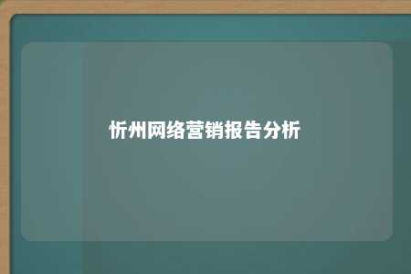 忻州网络营销报告分析