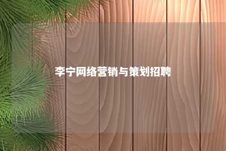 李宁网络营销与策划招聘